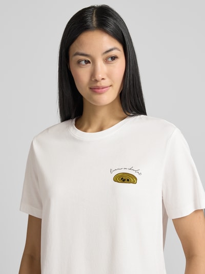 VILA T-Shirt mit Print und Rundhalsausschnitt Modell 'SYBILLA CHOCO' Weiss 3