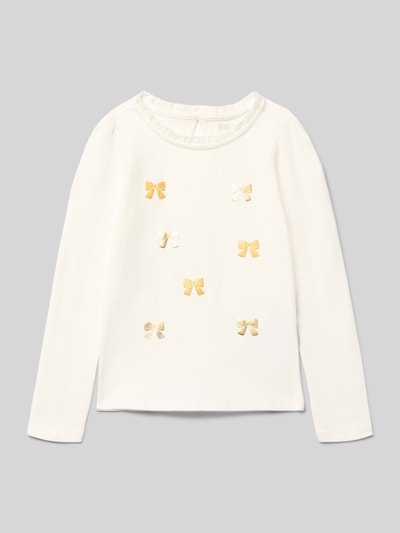 Blue Seven Bluzka z długim rękawem o kroju regular fit z nadrukiem z logo Złamany biały 1