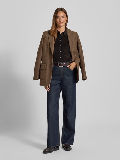 Marc O'Polo Regular fit overhemdblouse van een mix van katoen en lyocell Middenbruin - 1