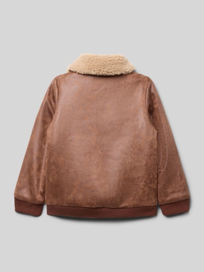 Steiff Kurtka o kroju regular fit z imitacji skóry z wyhaftowanym logo Średniobrązowy 3