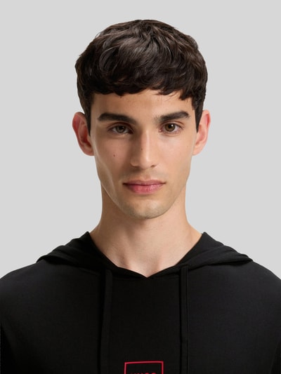 HUGO bluza rozpinana o kroju regular fit z mieszanki bawełny model 'Laze Hoodie' Czarny 3