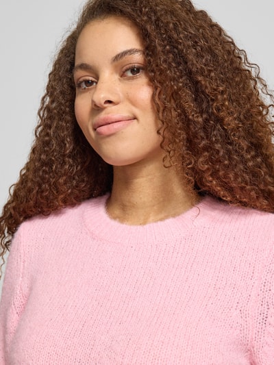 ONLY Sweter z dzianiny w kroju regular fit z dodatkiem wełny Model 'STARLA' Jasnoróżowy melanż 3