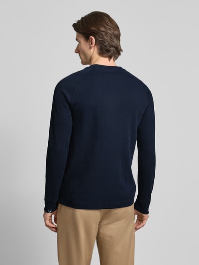 Tom Tailor Denim Regular fit shirt met lange mouwen en wafelstructuur Donkerblauw - 5