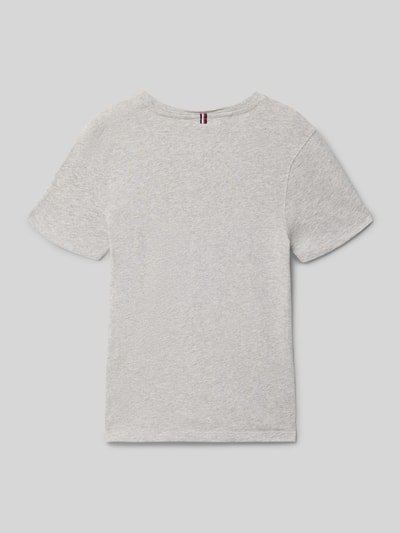 Produktfoto, Regular Fit T-Shirt aus reiner Baumwolle von Tommy Hilfiger w kolorze jasnoszarym z okrągłym dekoltem, bawełna, widok z tyłu