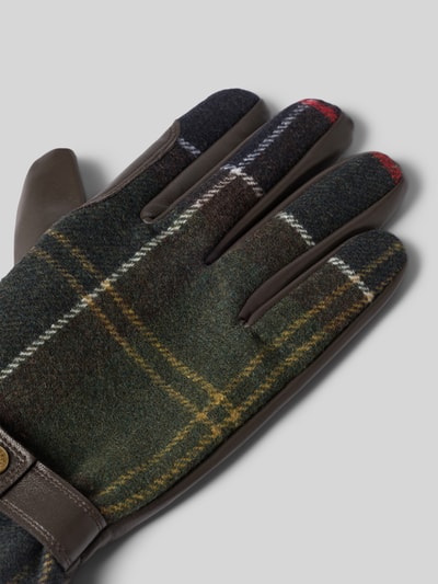 Barbour Handschuhe aus Wolle mit Lederriegel Khaki 3