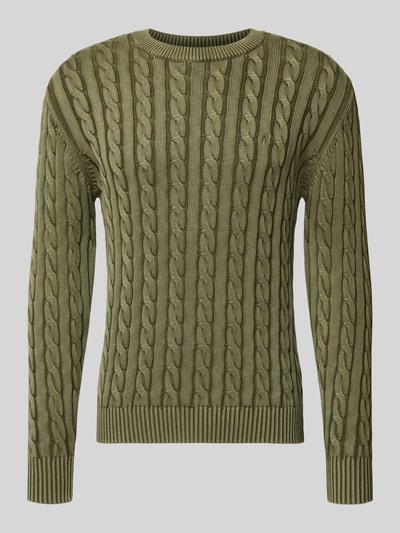 Replay Strickpullover mit gerippten Abschlüssen Oliv 2