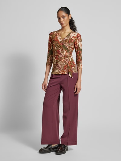 Lauren Ralph Lauren Regular fit blouse met V-hals, model 'JAINAB' Olijfgroen - 1