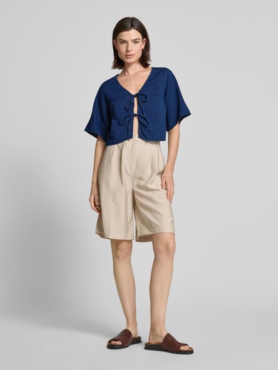 Mango Cropped Hemdbluse mit Schnürverschluss Marine 1