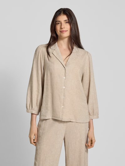 MSCH Copenhagen Relaxed fit linnen blouse met resortkraag, model 'Pennie Ginia' Beige - 4