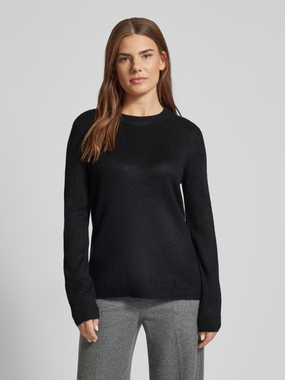 Fransa Gebreide pullover met ronde hals, model 'Rellis' Zwart - 4