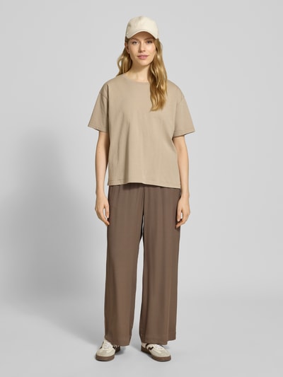 American Vintage Stoffen broek met elastische band, model 'TIDIM' Leem - 1