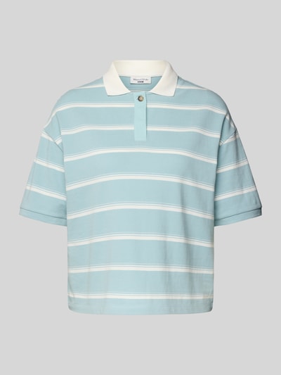 Marc O'Polo Denim Poloshirt mit kurzer Knopfleiste Hellblau 1