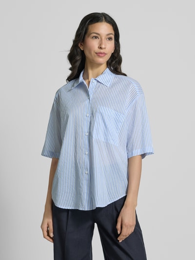 Christian Berg Woman Bluse mit Brusttasche und abgerundetem Saum Bleu 4