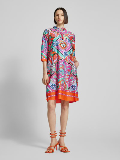 Milano Italy Knielange jurk met all-over print Felroze - 1