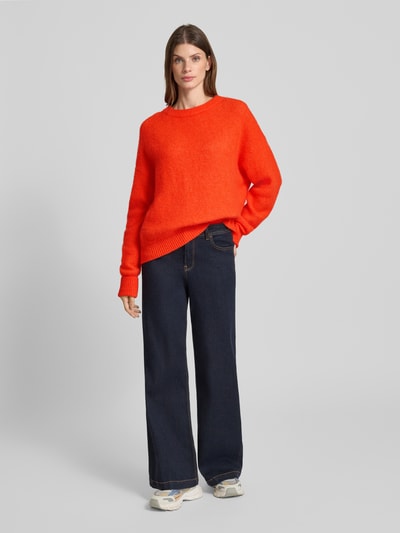 American Vintage Oversized Strickpullover mit gerippten Abschlüssen Modell 'VITOW' Rot Melange 1