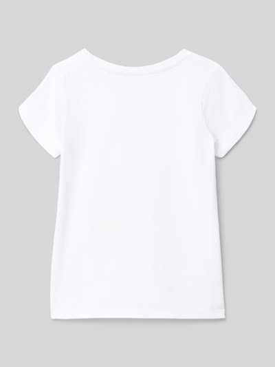 Produktfoto, A-Linien T-Shirt aus reiner Baumwolle von s.Oliver RED LABEL in Weiß, unifarben, kurzarm, Jersey-Textur, Rückansicht.