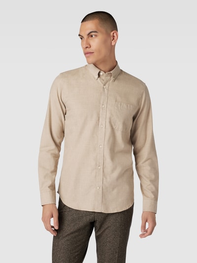 Matinique Vrijetijdsoverhemd met under-button-downkraag, model ‘trostol’ Taupe - 4