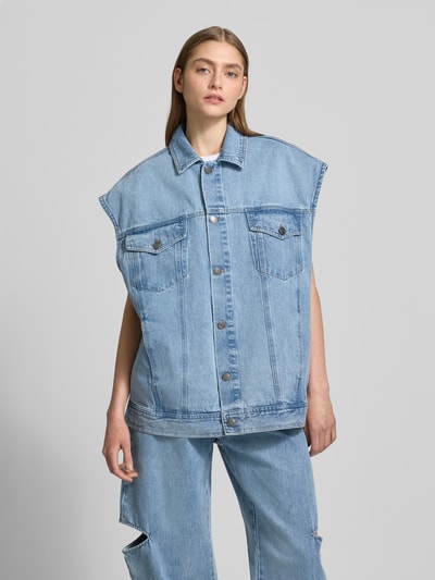 Karo Kauer Weste in Denim-Optik Jeansblau 4