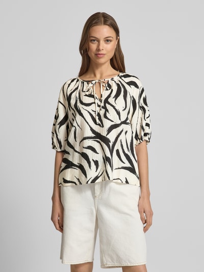 Vila Bluzka o kroju relaxed fit z wycięciem w kształcie łezki model ‘CLO’ Złamany biały 4