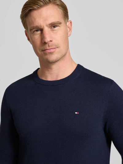Tommy Hilfiger Regular Fit Strickpullover aus Baumwoll-Kaschmir-Mix Marine 3
