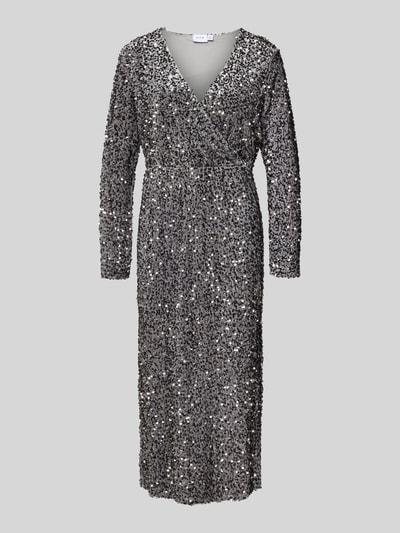 Vila Midi-jurk met V-hals, model 'FAITH' Zilver - 2
