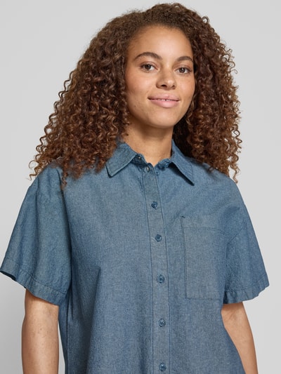 Pieces Bluzka z krótkim rękawem o kroju relaxed fit z czystej bawełny model ‘MIA’ Jasnoniebieski 3