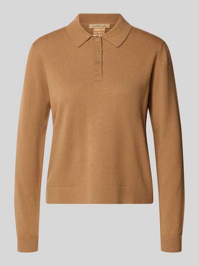 Produktfoto, Regular Fit Poloshirt mit Baumwoll-Mix von Smith and Soul in Beige, lange Ärmel, Knopfleiste, glatte Textur, Damen Poloshirt