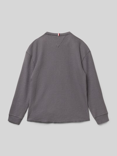 Tommy Hilfiger Teens Regular fit shirt met lange mouwen in wafellook  Grafiet - 3