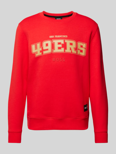 BOSS Orange Sweatshirt mit Label-Patch Modell 'NFL' Hellrot 2