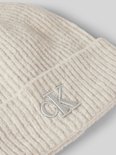 Calvin Klein Jeans Beanie met labelstitching, model 'THICK' Offwhite - 2