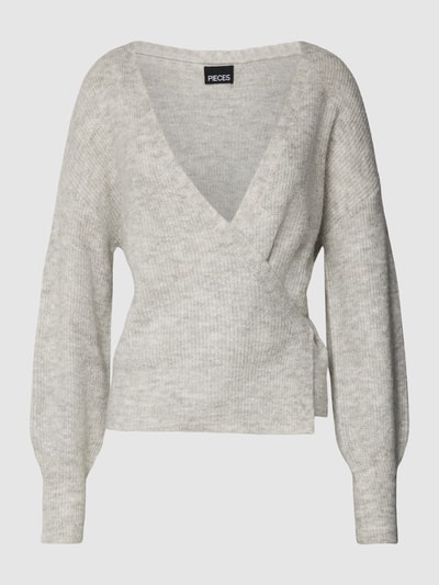 PIECES Cardigan in Wickel-Optik Modell 'ELLEN' Hellgrau Melange 2