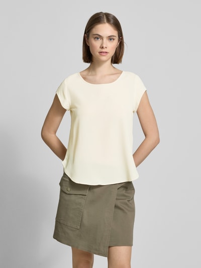 Only Loose fit blouse met korte mouwen in crêpelook, model 'VIC' Ecru - 4