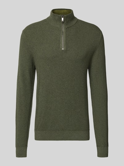 MCNEAL Strickpullover mit Stehkragen Khaki Melange 2