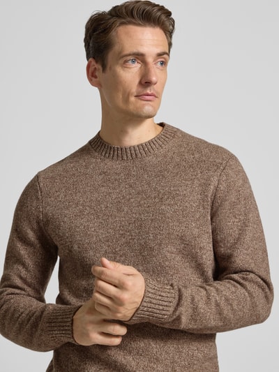 Casual Friday Gebreide pullover met ribboorden, model 'BRIAN' Taupe gemêleerd - 3