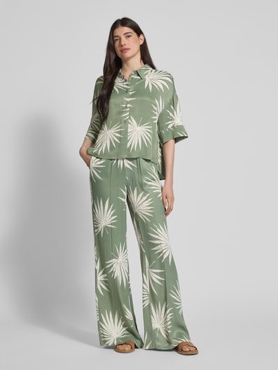 Oui Stoffhose mit weitem Bein und Gesäßtasche Khaki 1