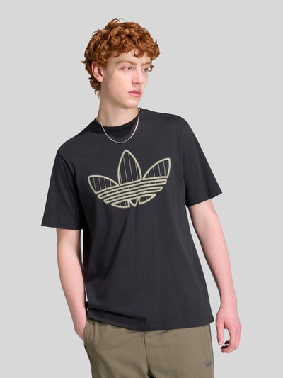 adidas Originals Regular Fit T-Shirt aus reiner Baumwolle Modell 'TREFOIL INFILL' Black 3