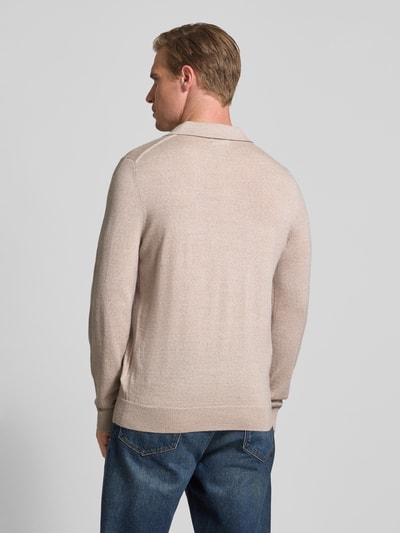 Christian Berg Men Slim fit gebreide pullover van wolmix Zand gemêleerd - 5