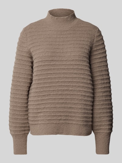 Vila Gebreide pullover met opstaande kraag, model 'TERRA' Taupe - 2