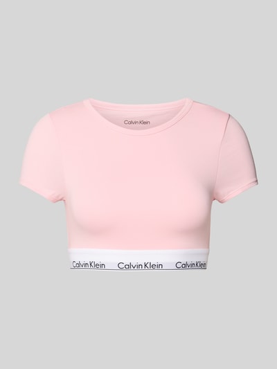 Calvin Klein Underwear Cropped T-Shirt mit Label-Bund Hellrosa 1