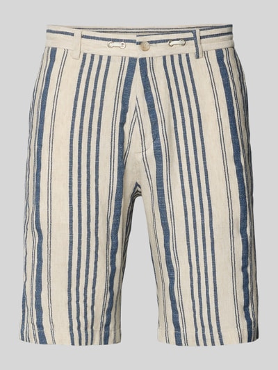 Produktfoto, Bermudas aus lyocellmix Modell 'JUNO' van CINQUE, heren, all-over look, regular fit, steekzakken, bandwijdte maat 50: 45 cm, binnenbeenlengte maat 50: 26 cm, verticaal blauw-witgestreept, grove textuur