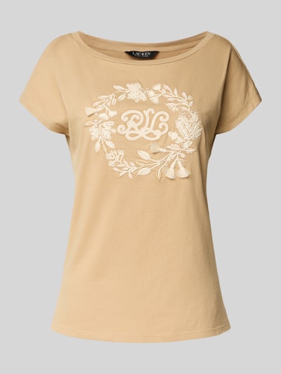 Lauren Ralph Lauren T-Shirt mit geripptem U-Boot-Ausschnitt Modell 'GRIETA' Sand 2