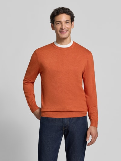 MCNEAL Strickpullover mit geripptem Rundhalsausschnitt Dunkelorange Melange 4