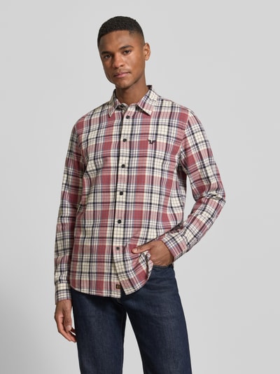 PME Legend Koszula casual o kroju regular fit z kołnierzykiem kent i przeszyciem z logo Rdzawoczerwony 4
