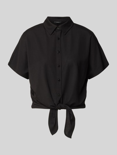 Produktfoto, Regular Fit Hemdbluse aus Viskose-Mix Modell 'Suruli' von OPUS in Schwarz mit Hemdblusenkragen, Ärmelloses-Design, Knopfleiste, Zierknoten