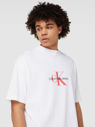 Calvin Klein Jeans T-Shirt mit Label-Print Weiss 3