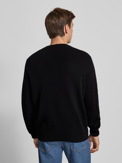 Lacoste Regular fit gebreide pullover van pure wol Zwart - 5