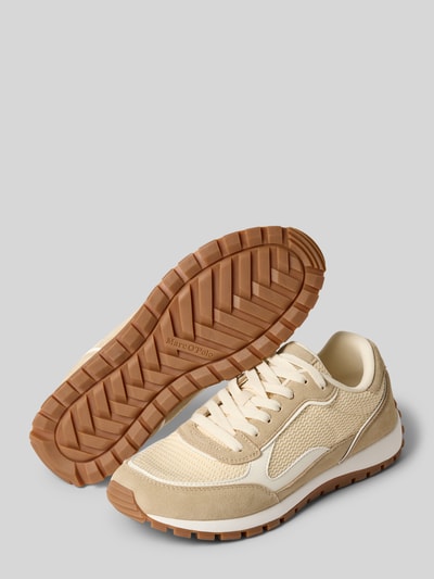Productfoto, Low Top Sneaker aus Leder-Textil-Mix van Marc O'Polo in effen beige met afgeronde neus, geprofileerde zool, mesh en suède