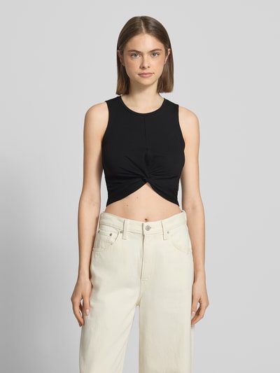 NOISY MAY® Kort top met knoopdetail model 'TWIGGI' Zwart - 4