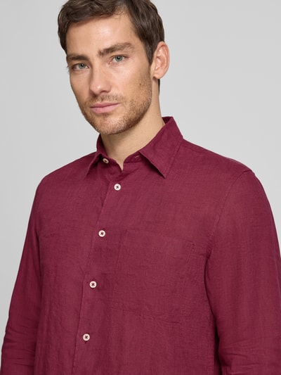 Marc O'Polo Regular Fit Freizeithemd aus reinem Leinen Dunkelrot 3
