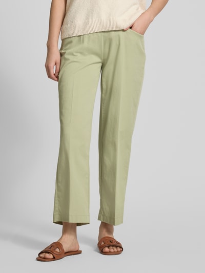 TONI Wide leg stoffen broek met verkort model, model 'Sue' Lichtgroen - 4